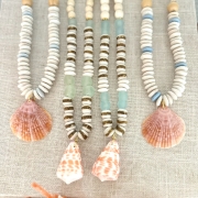 Shell, sea glass beaded necklaces 