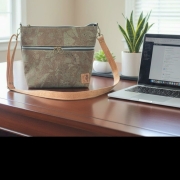 Green Solid Cork Crossbody Bag 