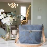 Blue-gray solid cork crossbody bag 