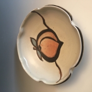 Double rimmed Plate with underglaze imagery