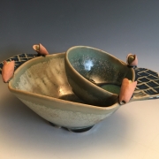 “The Stash” Pistachio dish, thrown and altered with sculpted pistachio nuts