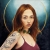 Red-haired woman with halo